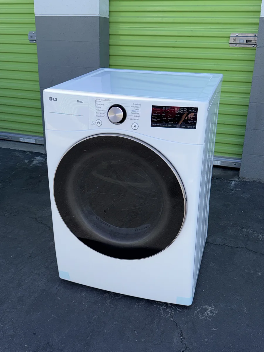 White LG TrueSteam Dryer with digital display