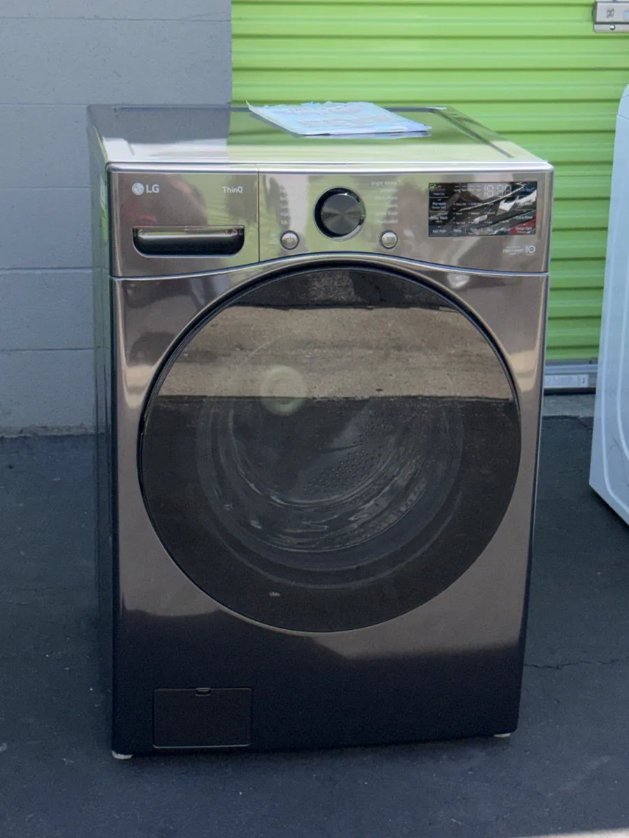 Graphite LG front-load washer, angled view